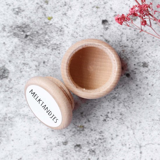 Tandendoosje - bewaardoosje - melktandjes - hout - houten tandendoosje - opdruk sticker — afbeelding 3