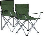 Set de 2 Chaises de camping pliantes - Chaises pliantes pour l'extérieur - confortables - avec accoudoirs et porte-gobelets - cadre stable - capacité de charge 120 kg - vert