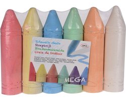 foto van Stoepkrijt XL mega formaat - kleurenmix - 6x stuks - 19 cm - creatief buitenspeelgoed