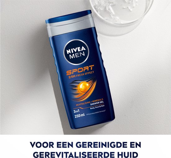 NIVEA MEN SPORT douchegel voor een gereinigde en gerevitaliseerde huid.