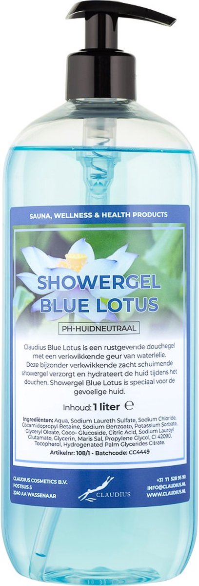 Goedkoopste Claudius Douchegel Blue Lotus 1 liter - met gratis pomp - Showergel