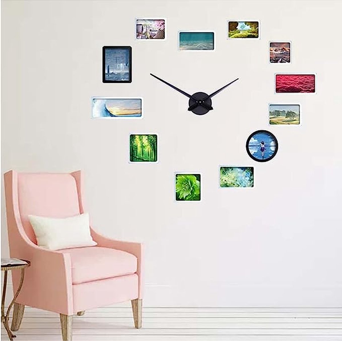 Ophy - Wandklok Modern Doe-het-zelf, 3D Frameloze Romeinse Wandklokken