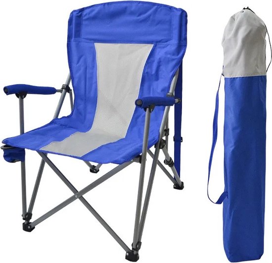 Campingstoel - Opvouwbare stoel - Strandstoel - Vissersstoel - Visstoel - Rugleuning - Blauw
