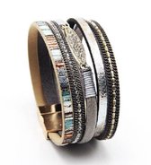 Bracelet Sorprese - Light Day - bracelet femme - cuir - gris - bracelet wrap - cadeau - Modèle J