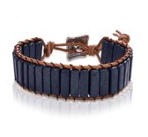 Bracelet Sorprese - Chakra - bracelet homme - cuir - bleu - fermoir couleur argent - 17 cm - cadeau - Modèle J