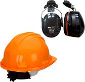 Veiligheidshelm RG5 met Oorkappen - Oranje - Verstelbaar met Draaiknop - Oorkappen helm – Gehoorbescherming