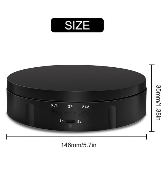 Gemotoriseerde roterende displaystandaard, 360 ° draaitafel voor fotografie met afstandsbediening, voor weergave van productfotografie, horloge, 3D-modellen,Black Gemotoriseerde roterende displaystandaard, 360 ° draaitafel voor fotografie met afstandsbediening, voor weergave van productfotografie, horloge, 3D-modellen,Black