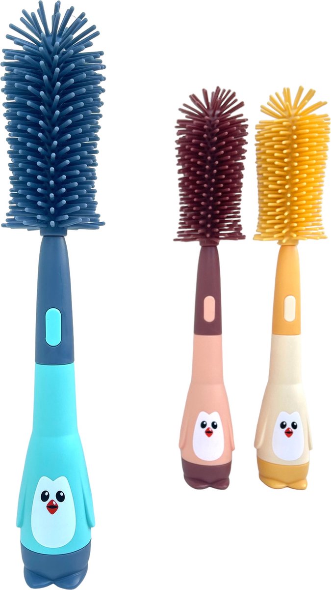 Baby Flessenborstel - Blauw - Flessenreiniger - Siliconen - Flesvoedingsaccessoires - 3-in-1 van Suvti — afbeelding 2