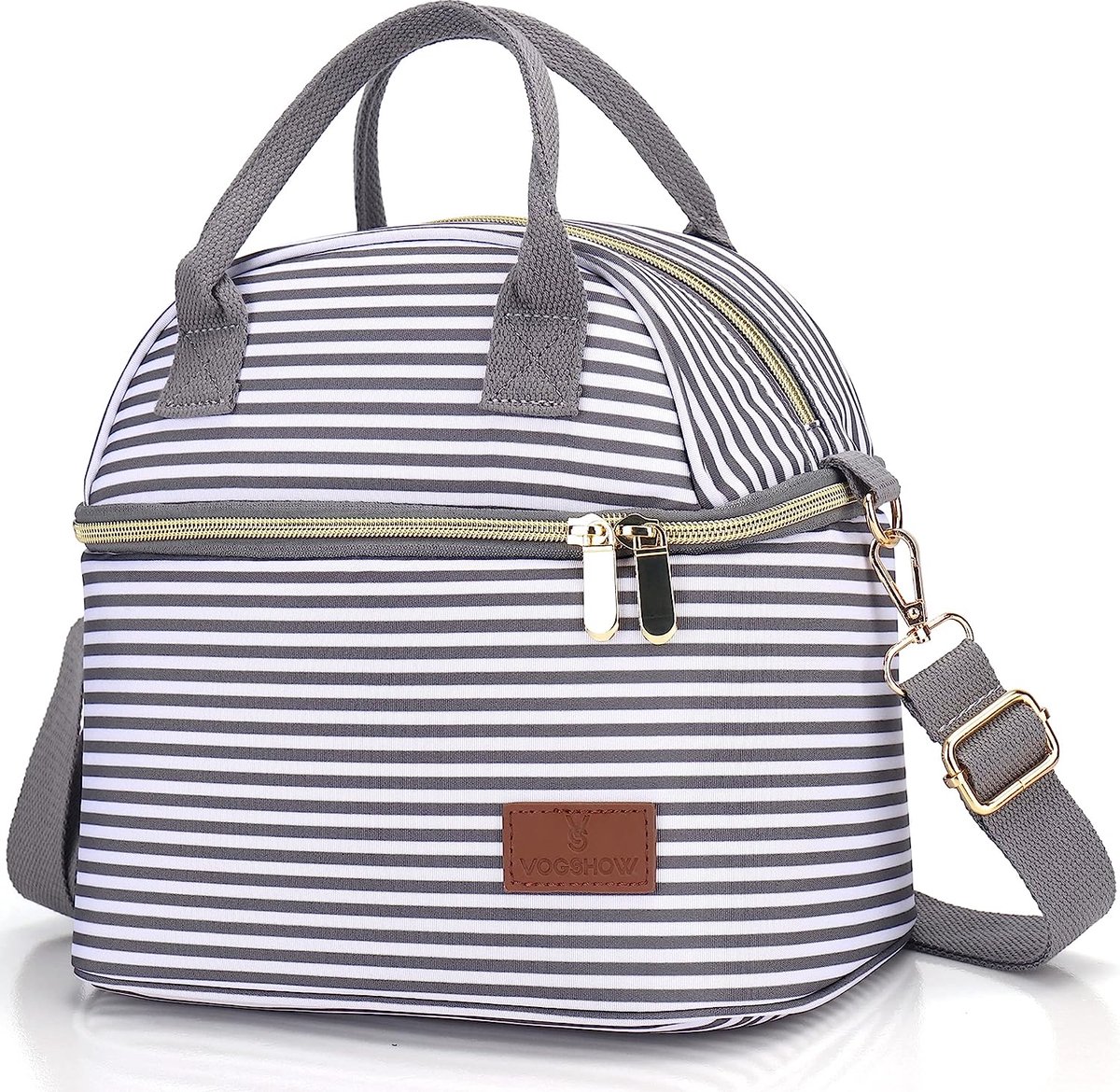 Koeltas, klein, dubbele deksels, lunchtassen, grote capaciteit, lunchtassen met schouderbanden, stijlvolle lunchtassen, waterdichte thermotas, picknicktassen, isolatietas voor kantoor, school, camping