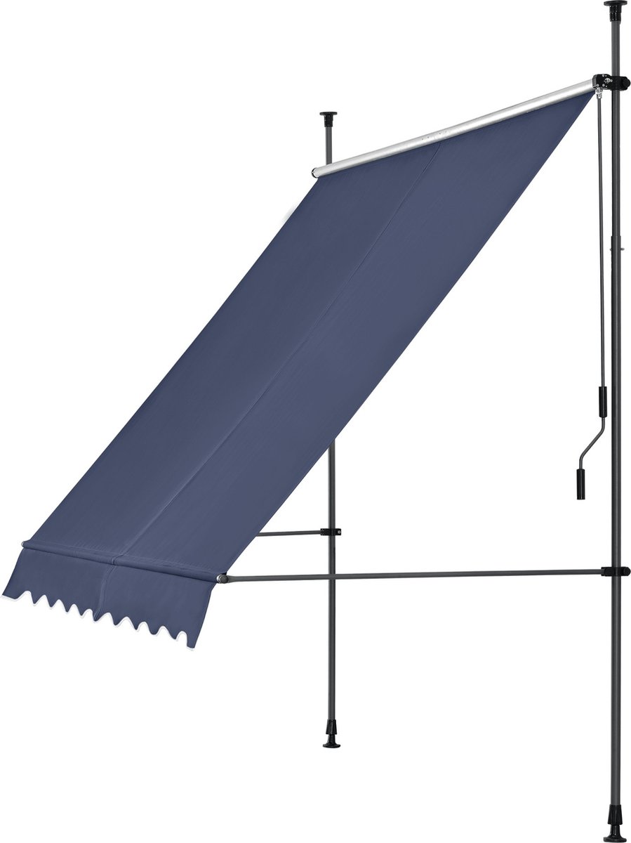 Bol.com Klemmmarkise zonder boren 300x120 cm - Donkerblauw zonnescherm aanbieding