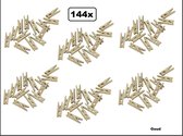 144x Mini houten knijpers goud - Huwelijk Hollywood bruilof Gala kaart knijpers foto knijpers
