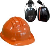 Bouwhelm RS5 met Oorkappen - Oranje - Veiligheidshelm voor volwassenen - Oorkappen helm – Gehoorbescherming
