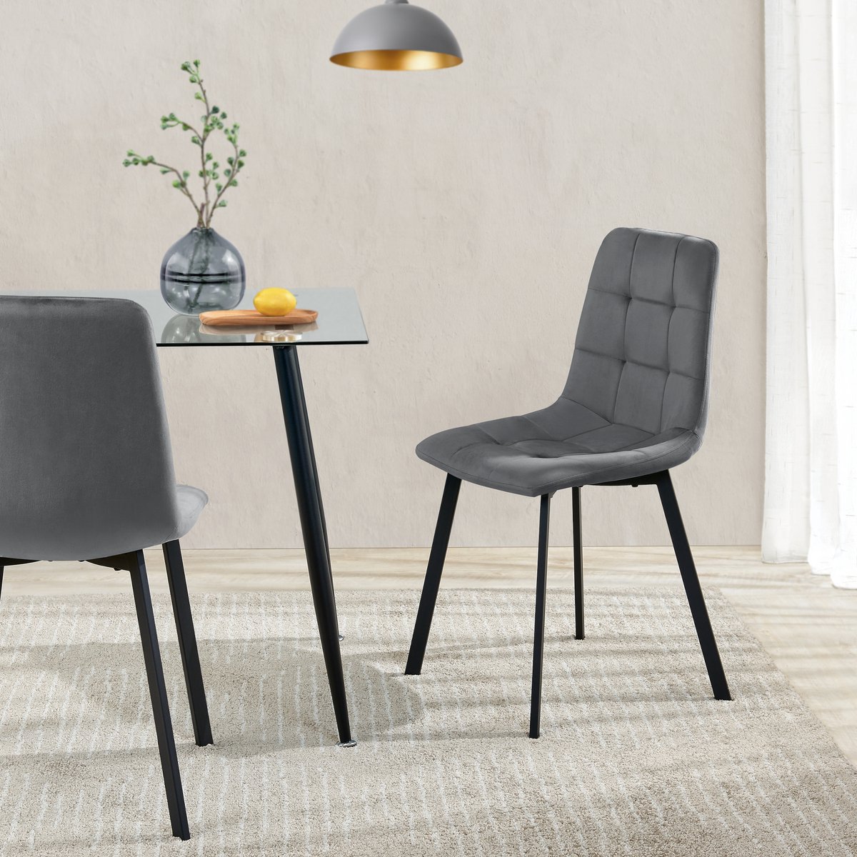 Eetkamerstoel Lexnitz 89x44x52 cm set van 2 donkergrijs en zwart
