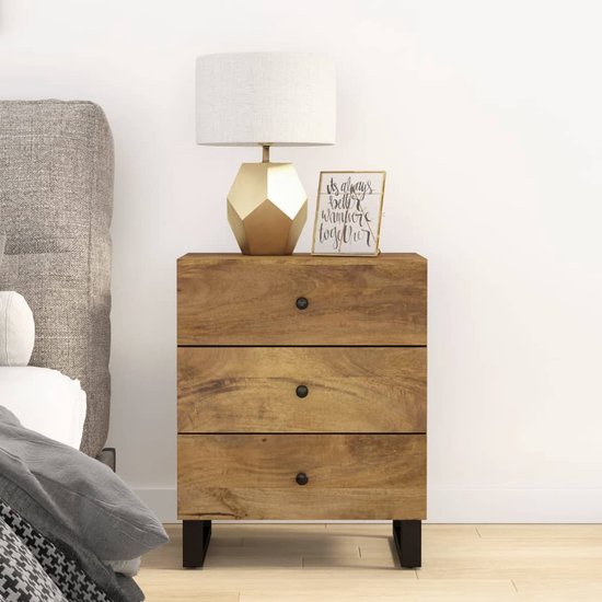 vidaXL Salontafel 80x50x40 cm massief ruw mangohout zwart, bijzettafel, woonkamertafel, middentafel, banktafel, bank tafel, accenttafel, bijzet tafel