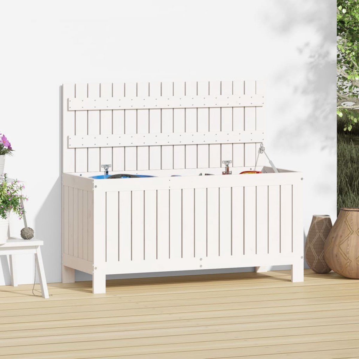 vidaXL - Tuinbox - 108x42,5x54 - cm - massief - grenenhout - wit