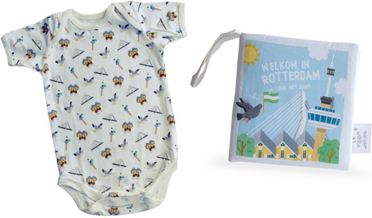 Goedkoopste Combideal Rotterdam met babyboekje & romper 3-6 maanden- fairly made - duurzaam en origineel kraamcadeau
