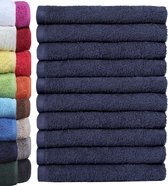 Set van 10 washandjes | 100% kat | badstof zeepdoekjes | Formaat 30 x 30 cm | badstof zeepdoekjes per 10 stuks kleur: donkerblauw