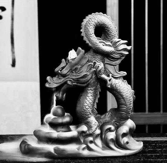 Feng Shui Draak Backflow wierook brander / houder waterval Feng Shui keramiek.19x22x10cm