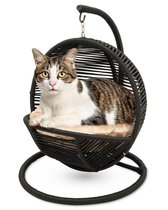 Bella Home Simba - Mini Hangstoel - Kat - Hond - Zwart - Creme kussen