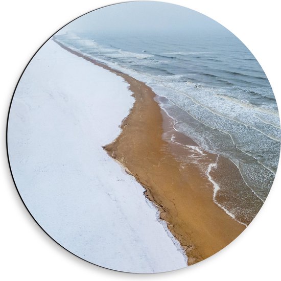 Dibond Muurcirkel - Zee - Water - Strand - Zand - 50x50 cm Foto op Aluminium Muurcirkel (met ophangsysteem)