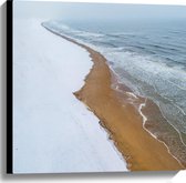 Canvas - Zee - Water - Strand - Zand - 60x60 cm Foto op Canvas Schilderij (Wanddecoratie op Canvas)