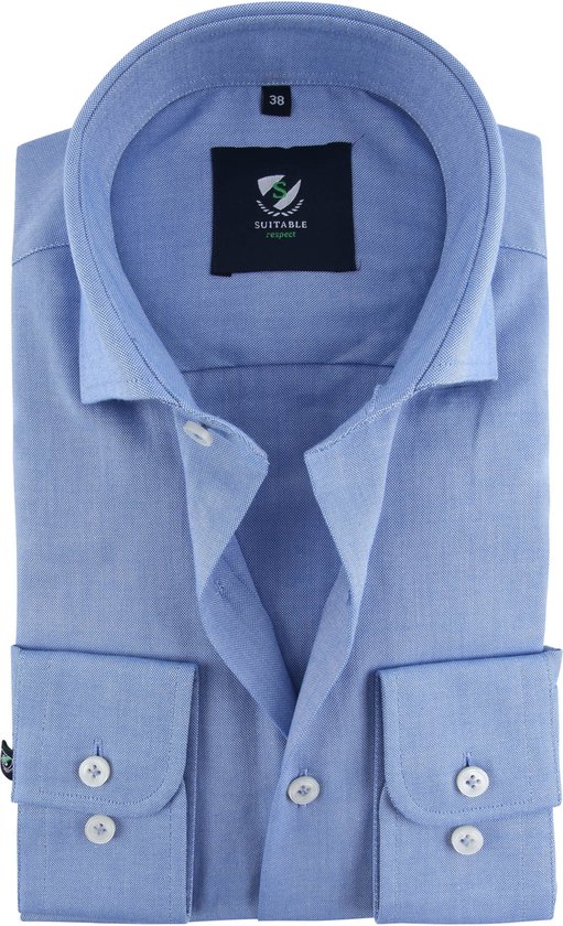 Suitable - Respect Overhemd Blauw - 42 - Heren - Slim-fit