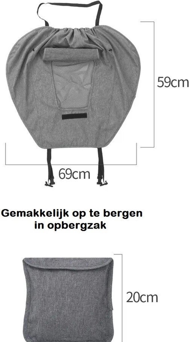 Universeel UV 50+ Zonnescherm voor Buggy met Kijkvenster - Grijs - Waterproof van Merkloos — afbeelding 5