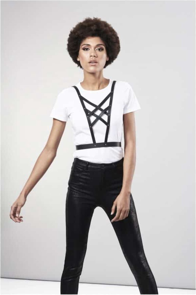 Goedkoopste Bijoux Indiscrets Maze Net Cleavage Harnas - Zwart