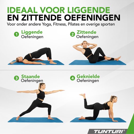 Tunturi Yoga Mat 8mm - Pilates mat - Extra dikke fitness mat - 183x61x0,8 cm - Incl Draagtas - Ecologisch materiaal - Eenvoudig te reinigen - Petrol Blauw van Tunturi — afbeelding 3