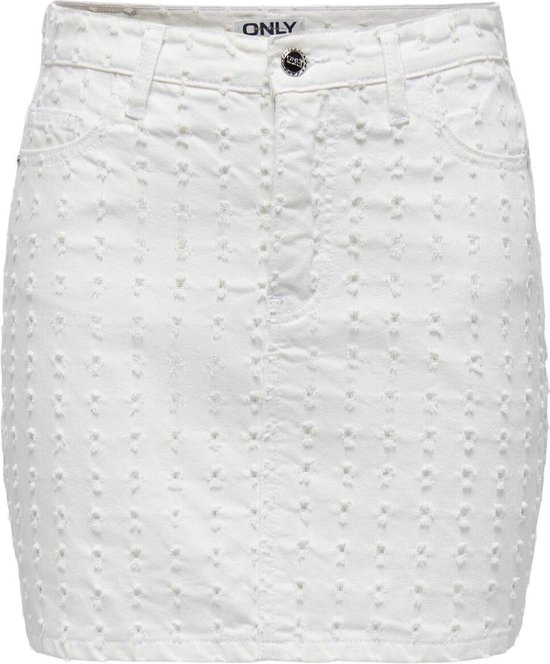 Only Rok Onlmaddie Hw White Punch Dnm Skirt Mae 15290467 Off White Denim Dames