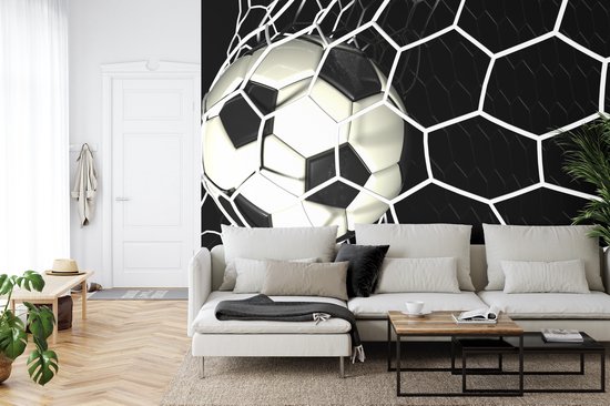 Gekleurde voetbal op muur fotobehang | voor klein en groot