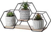 Moderne kunstplant met metalen houten bok voor wanddecoratie, set van 3 kunstplant in geometrisch keramiek, badkamerdecoratie, wanddecoratie, plankdecoratie, tafeldecoratie