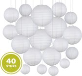 XL Lampionnen pakket wit, 40 stuks in verschillende formaten. Hippe bruiloft decoratie & feest versiering.