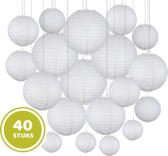 Elke week seinpaal Leuk vinden XL Lampionnen pakket wit, 40 stuks in verschillende formaten. Hippe bruiloft  decoratie... | bol.com