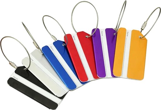 6 Stuks Aluminium Bagagelabel - Kofferlabel - Adres Label Voor Koffer Tas & Bagage - Multicolor