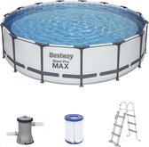 Bestway Steel Pro MAX - Opzetzwembad - ⌀ 457x107 cm - met filterpomp en trap - wit