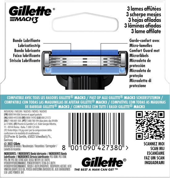 Gillette Mach3 - 4 pièces - Lames de rasoir pour homme