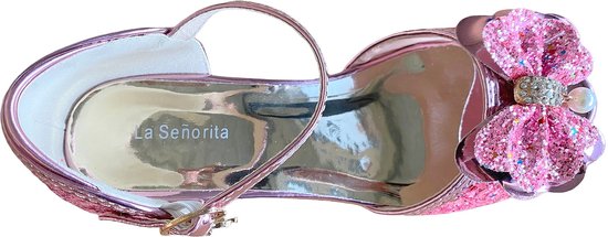 FStory&Winyee Mädchen Prinzessin Schuhe Kinder ELSA Sandalen Partei Glitzer Kristall Schuhe Mädchen Kostüm Zubehör Karneval Verkleidung Party Aufführung Fasching Tanzball, Blau, 22 EU
