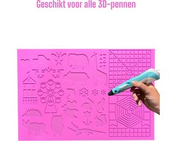 3D-pen tekenmat XXL Roze - 40 bij 27 cm - hulp voor tekenen met figuren - Knutselen - sjablonen - Kinderen - Vullingen - Navullingen - geschikt voor alle 3d-pennen