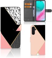 GSM Hoesje Geschikt voor Samsung Galaxy M54 Bookcase Black Pink Shapes