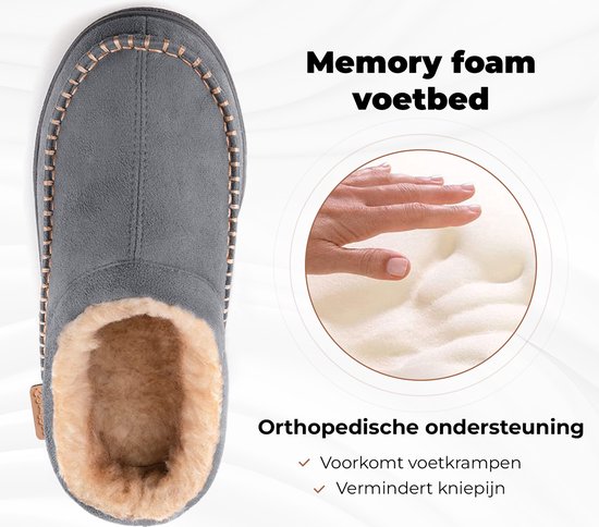 Pantoufles femmes Homme - Pantoufles - Mocassins - Grijs - Antidérapants - Taille 44/45 - Comfeet