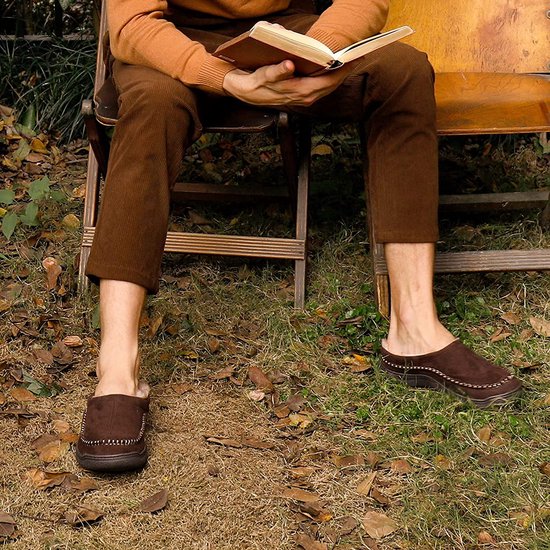 Pantoufles femmes Homme - Pantoufles - Mocassins - Tan - Antidérapants - Taille 46/47 - Comfeet