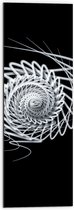Dibond - Zwart - Wit - Lijnen - Vorm - Rondje - 30x90 cm Foto op Aluminium (Wanddecoratie van metaal)