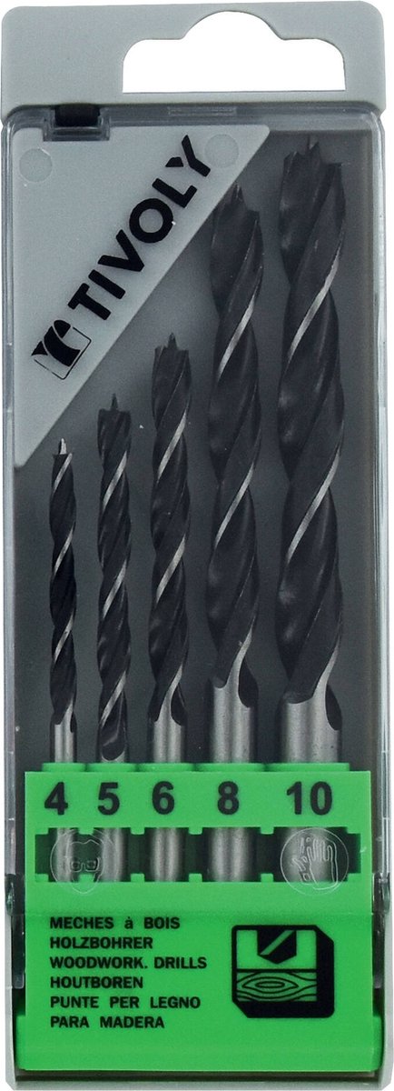 Tivoly Houtborenset - 4 tot 10mm - 5 delig