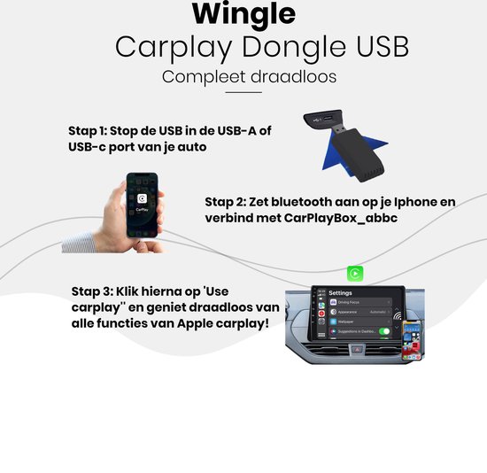 Wingle Carplay Dongle Geschikt voor Apple carplay Carplay Draadloos