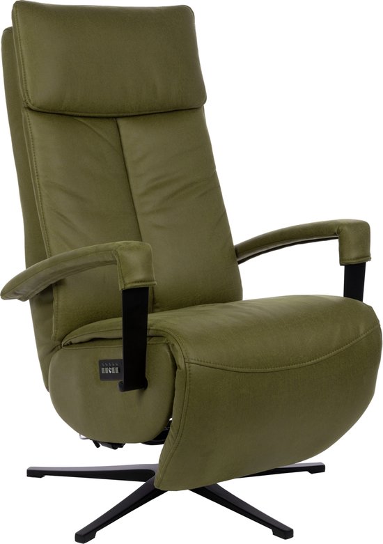 Reggio Relaxfauteuil Elektrisch Verstelbaar met Accu - Optimaal Zitcomfort - Nosagvering voor extra Ontspanning - Relax Fauteuil - Relaxstoel met Armleuning - Groen