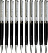Swarovski Stijl Pennen | 10 Stuks | Zwart | Metaal | 500+ Kristallen