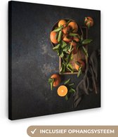 Tableau sur toile Oranges - Feuilles - Oranje - Nature morte - 90x90 cm - Décoration murale
