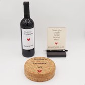 Vaderdag geschenk voor pluspapa - leuke bedrukte wijnset in kurk + leuke sticker voor een fles wijn + GRATIS items - origineel cadeau voor pluspapa!