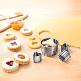 Patisserie Linzer koekjessnijders Set van 4 Rvs Zilver 5,5 cm